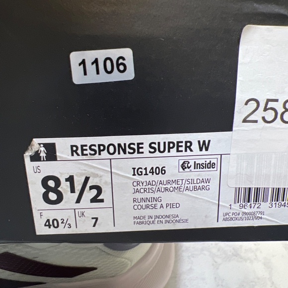 Adidas Women’s Response Super W Running Shoe Size 8.5US. New, With Tags. In Box - Picture 4 of 8